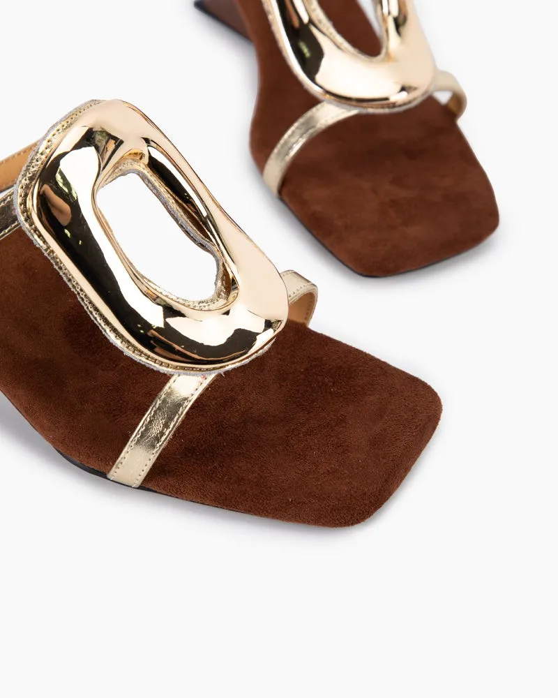 Metal Square Buckle Open Toe Heeled Sandals sold by Larosa product image thumbnail 2