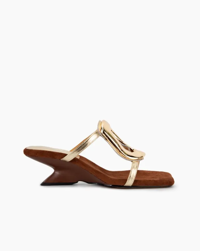 Metal Square Buckle Open Toe Heeled Sandals sold by Larosa