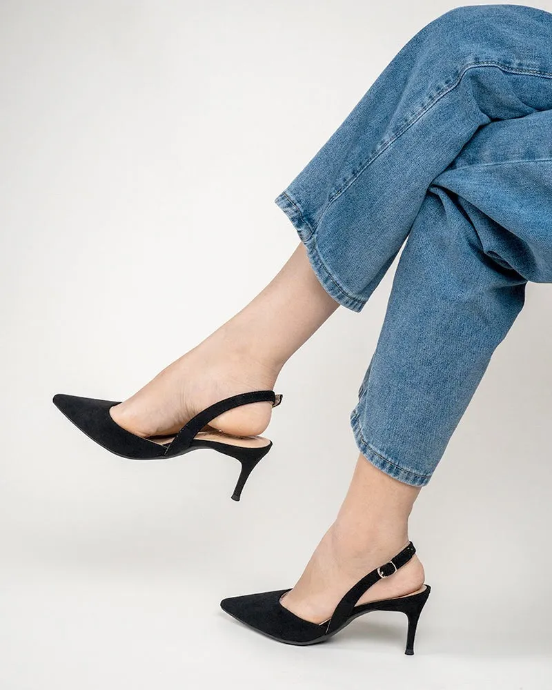 Mid Heel Minimalist Suede Pointed Toe Pumps sold by Larosa product image thumbnail 3