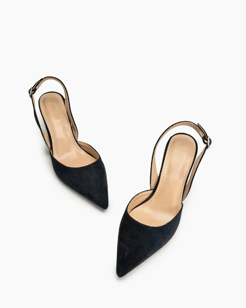 Mid Heel Minimalist Suede Pointed Toe Pumps sold by Larosa product image thumbnail 2