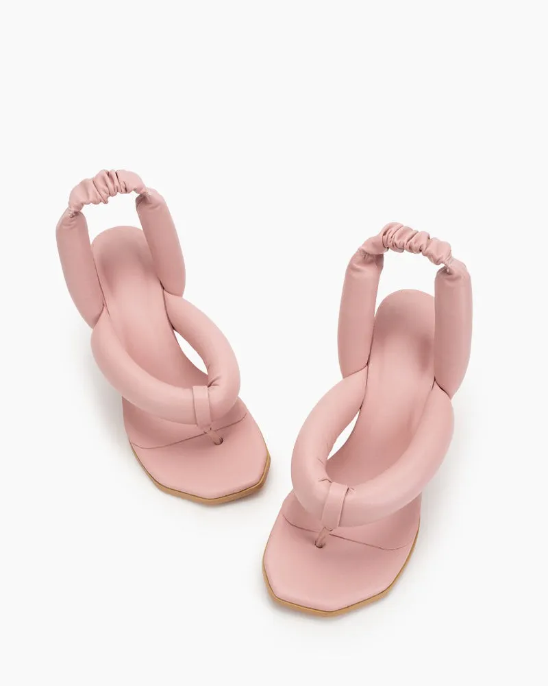 Love Design Chunky Block High Heel Elastic Strap Thong Sandals sold by Larosa product image thumbnail 3