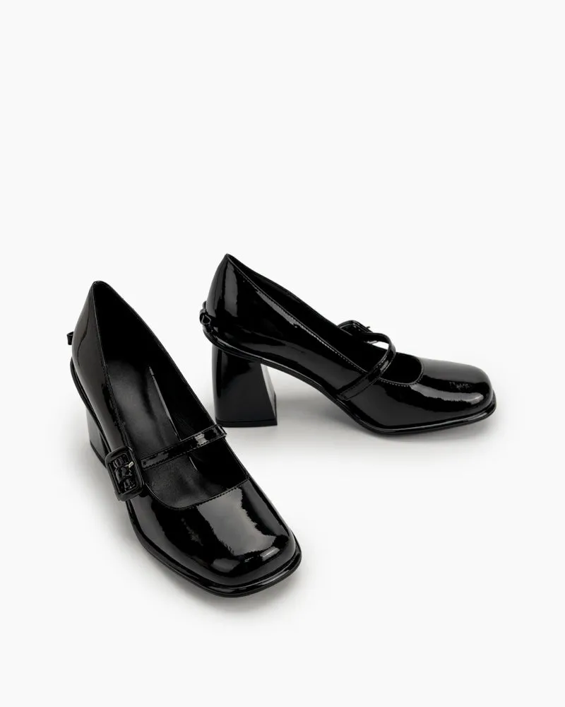 Platform Chunky Heels Square Toe Block Heel Mary Jane Pumps sold by Larosa product image thumbnail 4