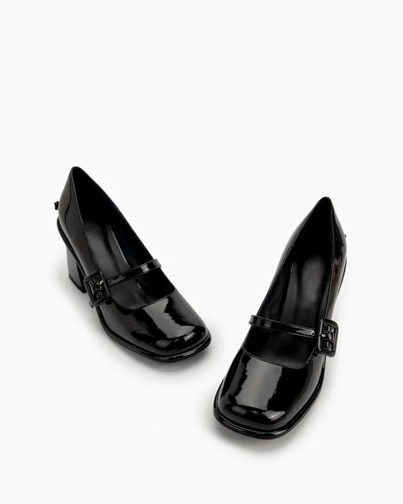 Platform Chunky Heels Square Toe Block Heel Mary Jane Pumps sold by Larosa product image thumbnail 5