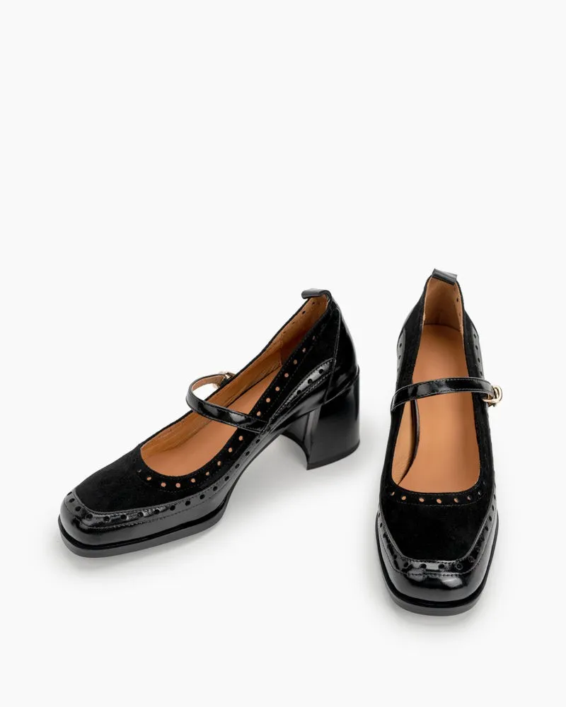 Mary Jane Ankle Strap Round Toe Mid Heel Pumps Oxfords sold by Larosa product image thumbnail 4