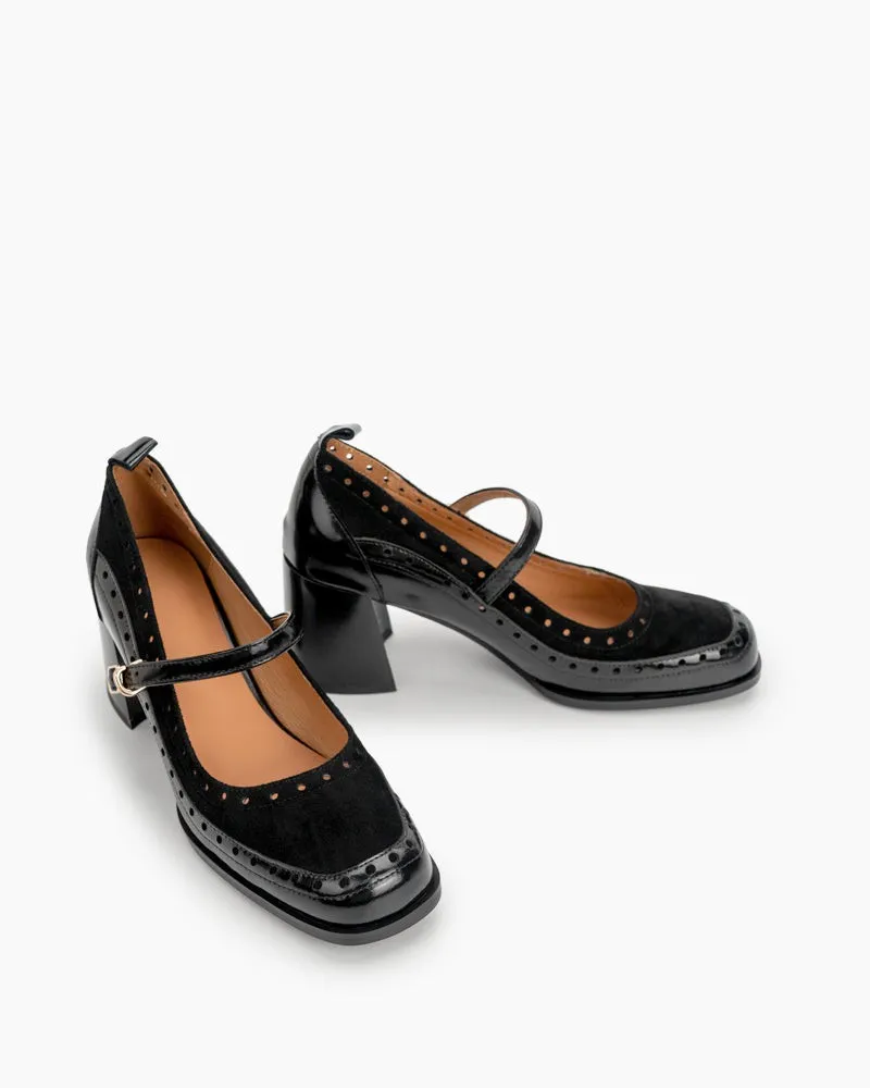 Mary Jane Ankle Strap Round Toe Mid Heel Pumps Oxfords sold by Larosa product image thumbnail 3