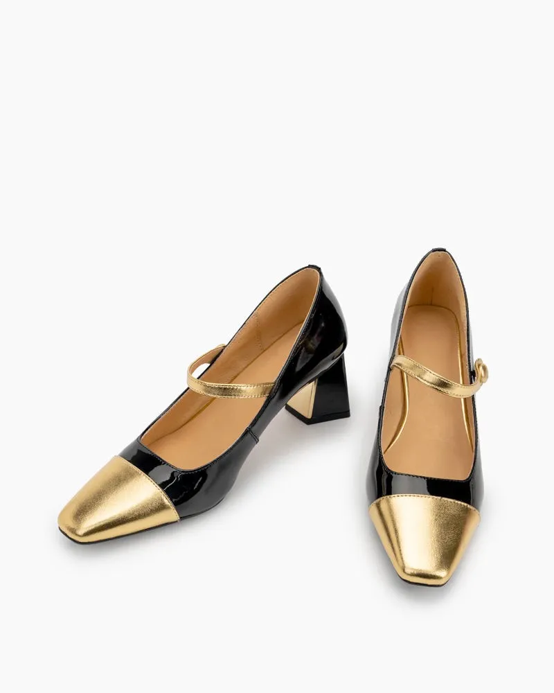 Square Toe Chunky Mid-Heel Mary Jane Dress Pumps sold by Larosa product image thumbnail 3