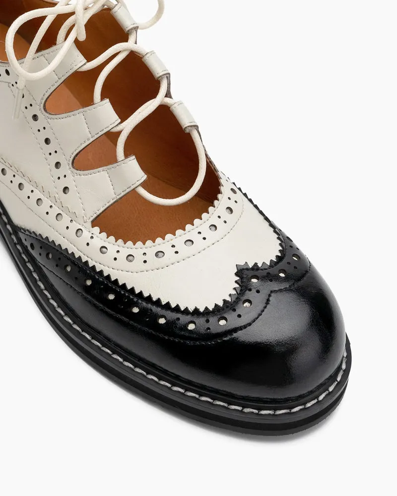 Lace-up Wingtip Perforated Leather Oxfords sold by Larosa product image thumbnail 2