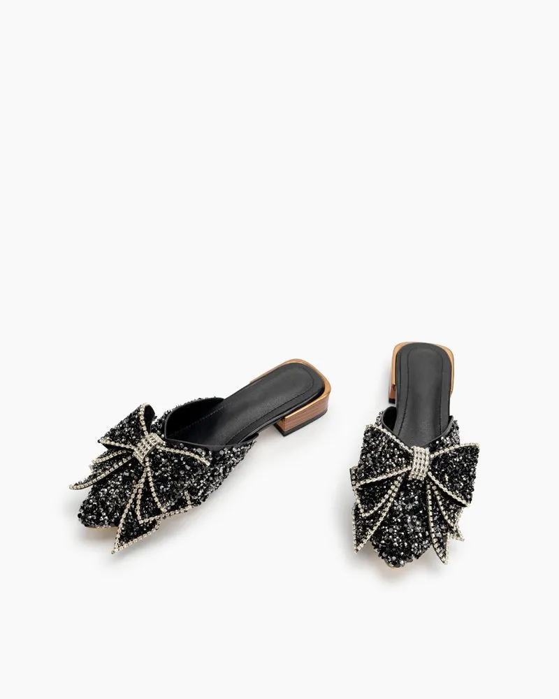 Rhinestones Bow Tie Slip on Backless Mules sold by Larosa product image thumbnail 4