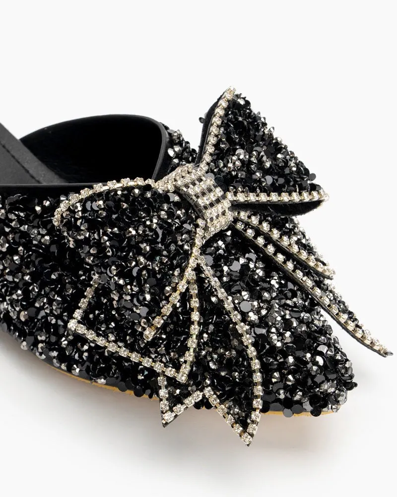 Rhinestones Bow Tie Slip on Backless Mules sold by Larosa product image thumbnail 2