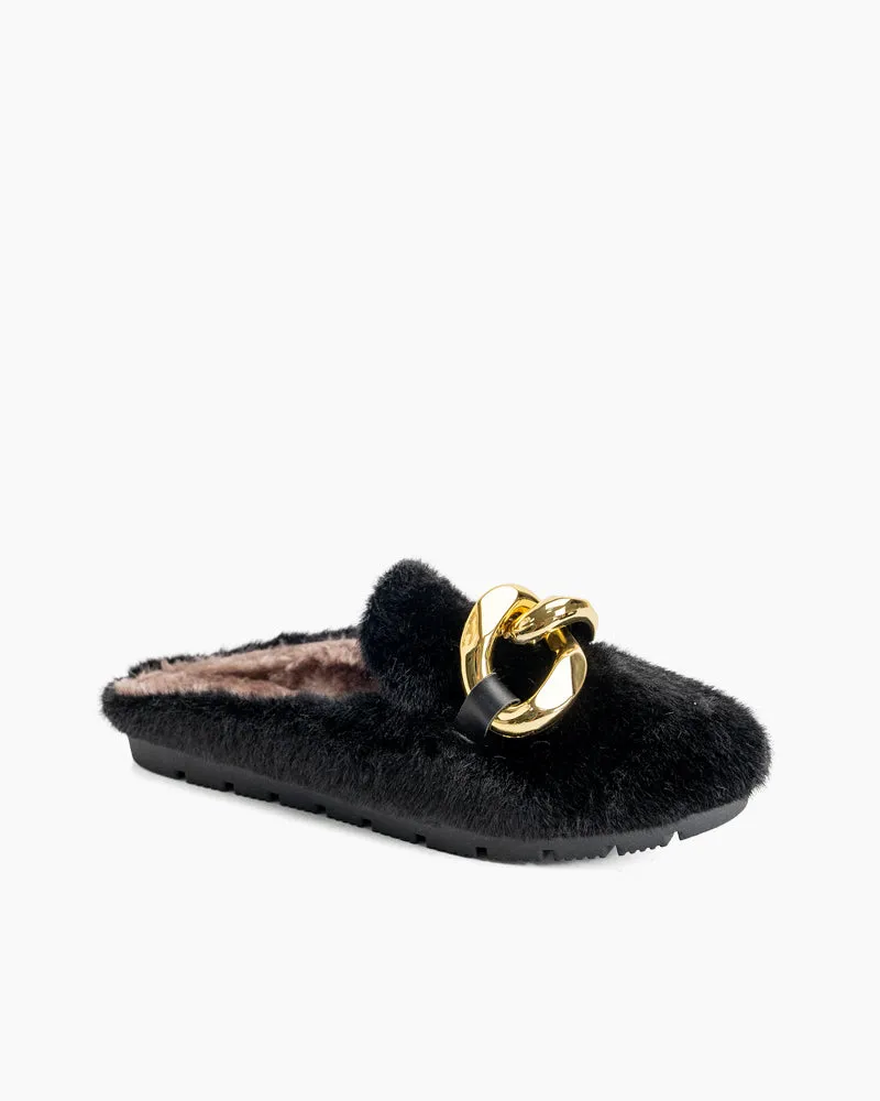 Metal Chain Fuzzy Backless Slip on Mules sold by Larosa product image thumbnail 3
