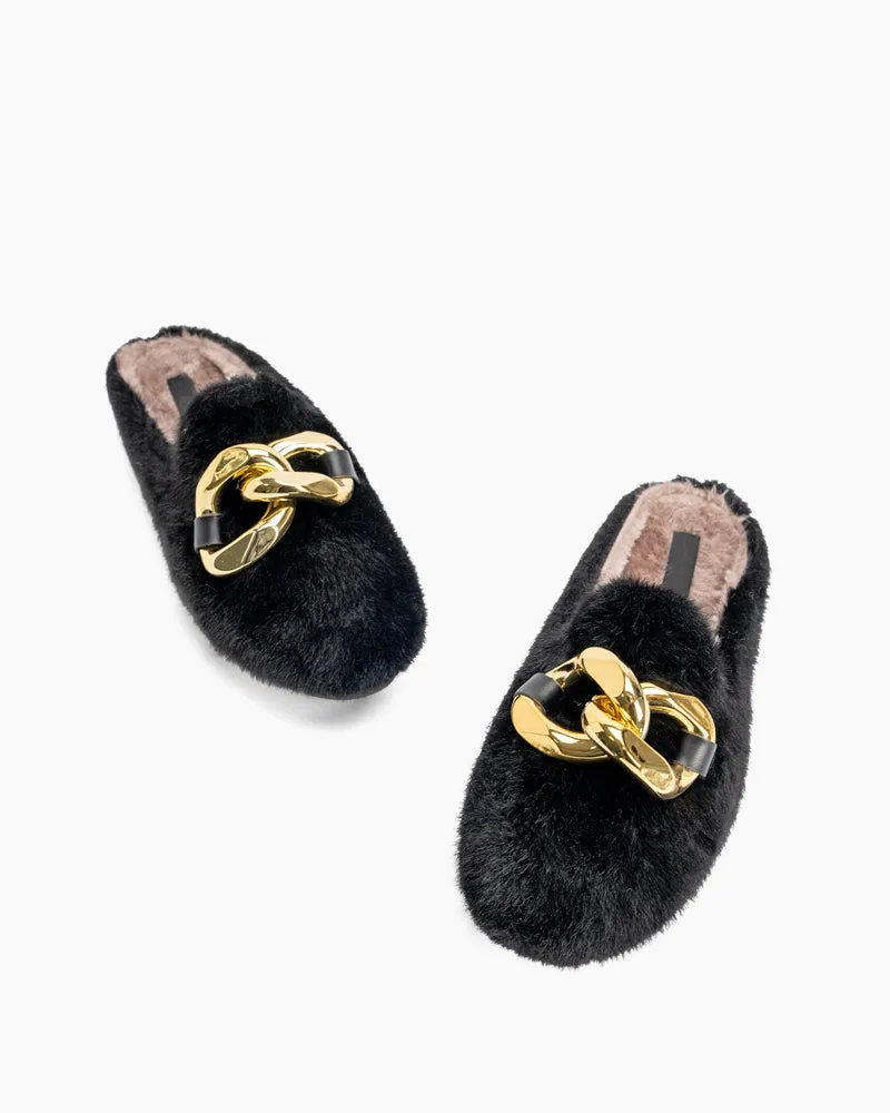 Metal Chain Fuzzy Backless Slip on Mules sold by Larosa product image thumbnail 5