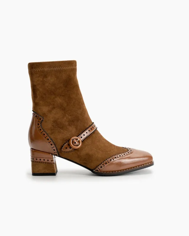 Elastic Suede Buckle Strap Embellishment Boots sold by Larosa