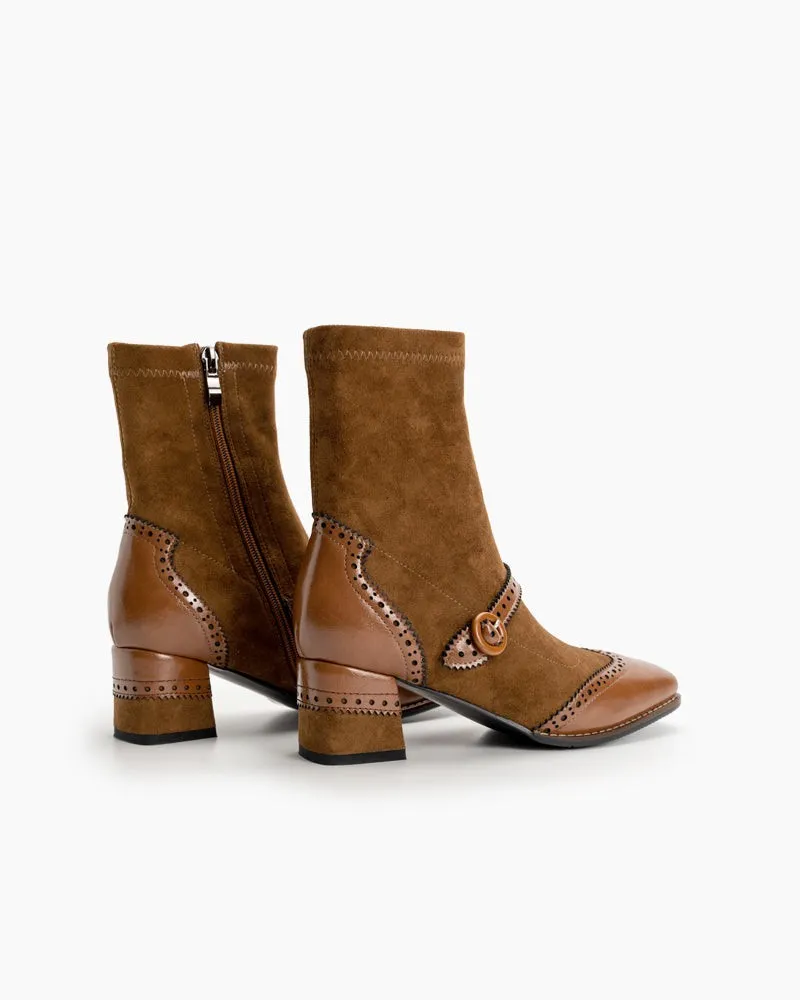 Elastic Suede Buckle Strap Embellishment Boots sold by Larosa product image thumbnail 4