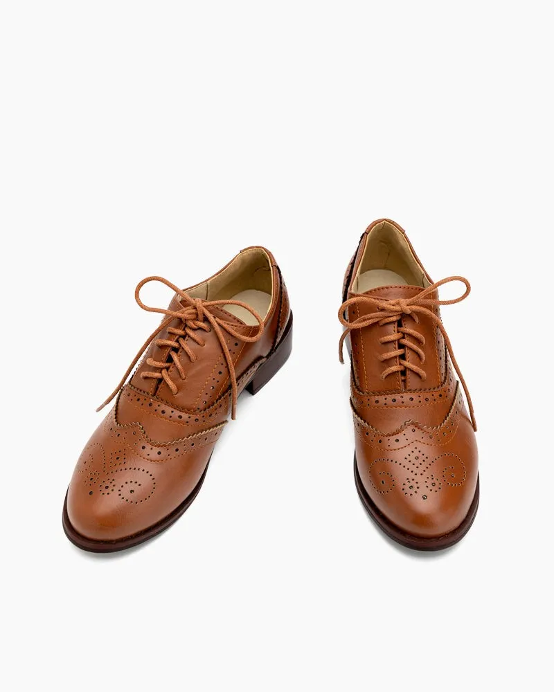 Classic Lace-up Wingtip Leather Flat Oxfords sold by Larosa product image thumbnail 5