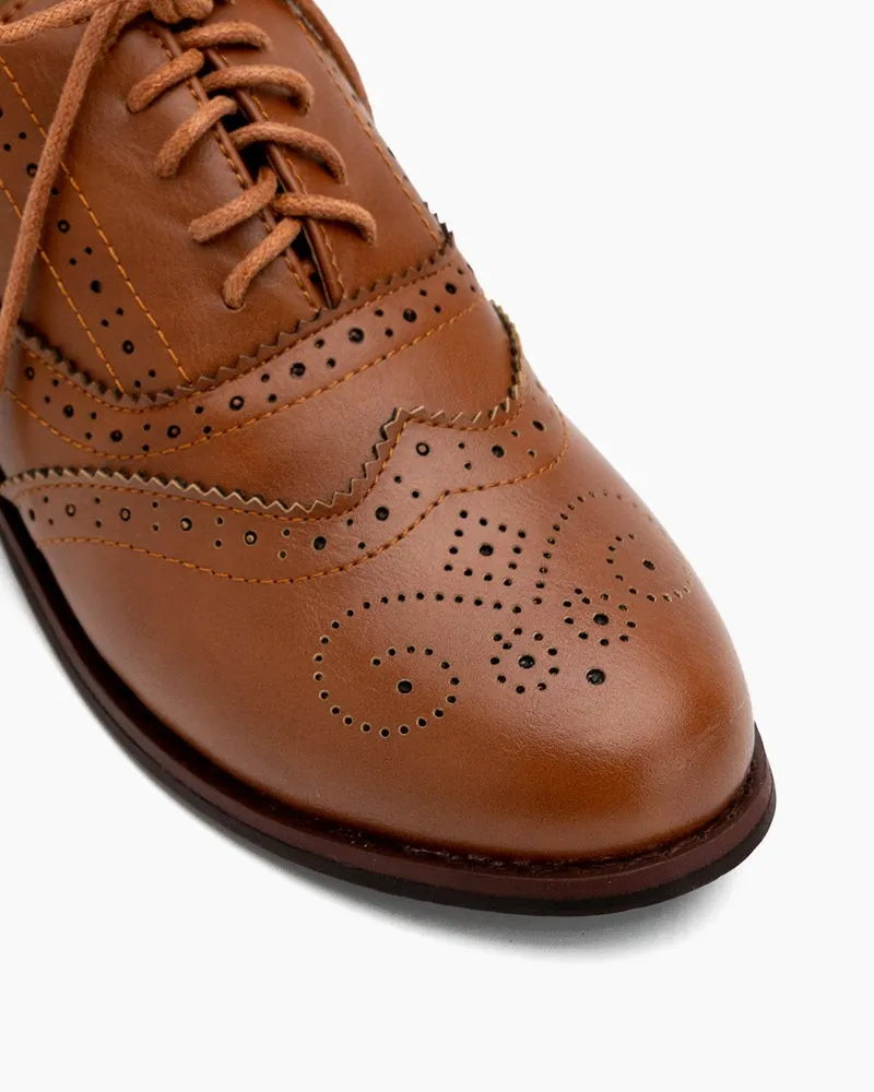 Classic Lace-up Wingtip Leather Flat Oxfords sold by Larosa product image thumbnail 2
