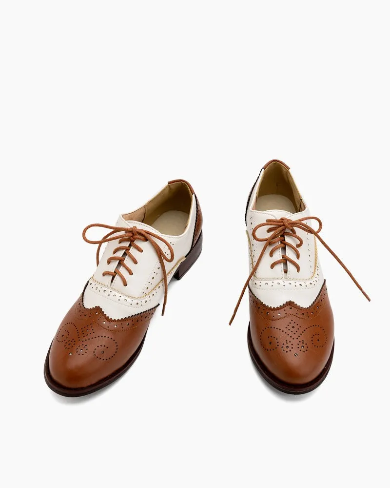 Perforated Lace-up Wingtip Leather Flat Oxfords sold by Larosa product image thumbnail 5