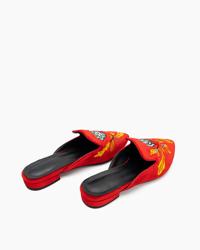 Embroidered Floral Flat Pointed Toe Mules sold by Larosa product image thumbnail 5