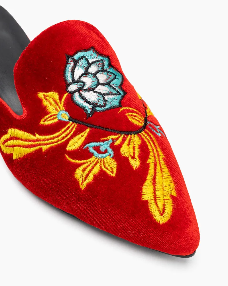 Embroidered Floral Flat Pointed Toe Mules sold by Larosa product image thumbnail 2