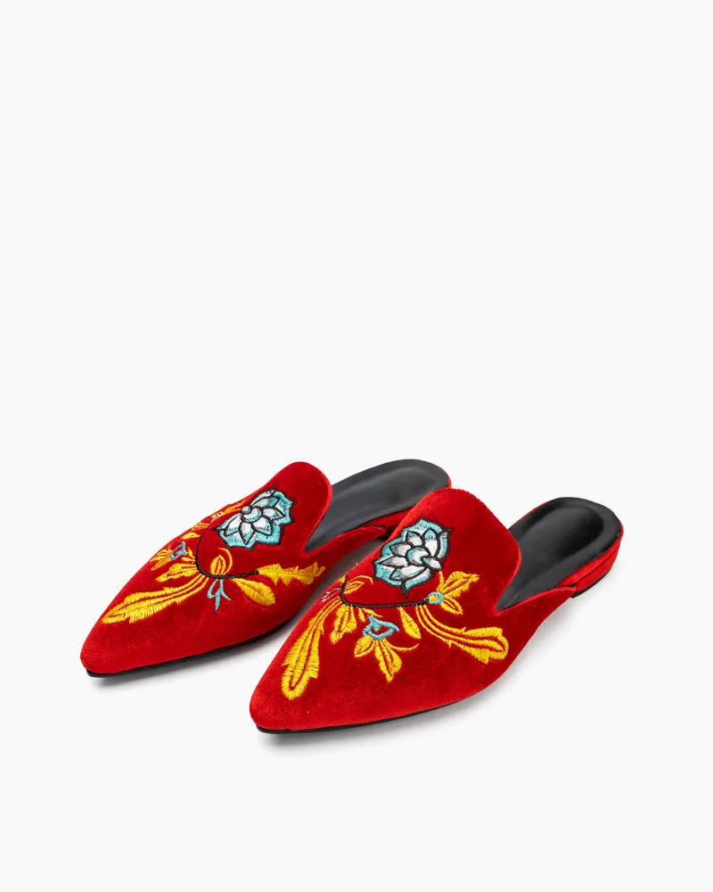Embroidered Floral Flat Pointed Toe Mules sold by Larosa product image thumbnail 4
