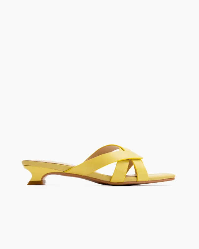 Minimalist Cross Design Solid Color Mule Sandals sold by Larosa