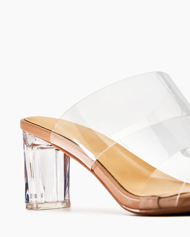 Transparent Chunky Backless Open Toe Heels sold by Larosa product image thumbnail 2