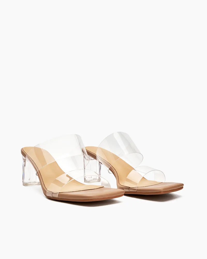 Transparent Chunky Backless Open Toe Heels sold by Larosa product image thumbnail 5