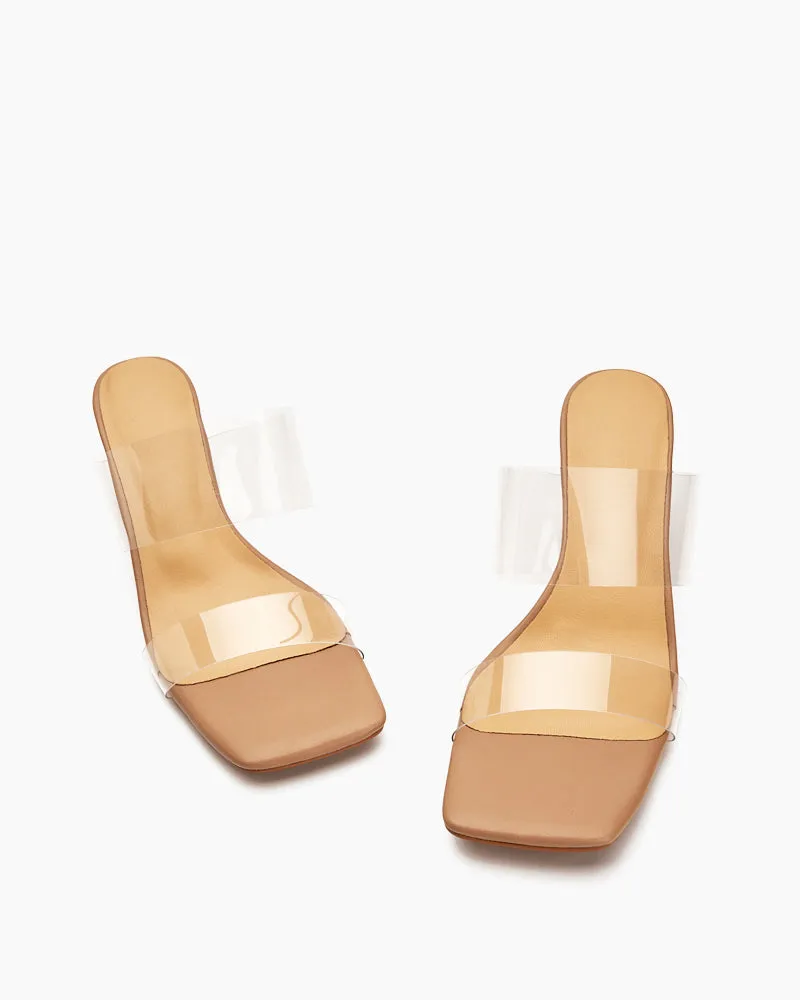 Transparent Chunky Backless Open Toe Heels sold by Larosa product image thumbnail 4