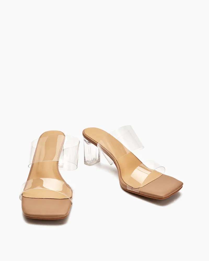 Transparent Chunky Backless Open Toe Heels sold by Larosa product image thumbnail 3