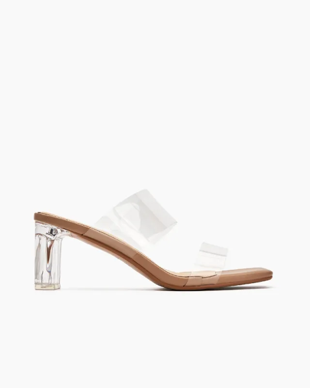 Transparent Chunky Backless Open Toe Heels sold by Larosa