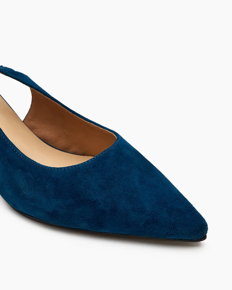 Suede Rhinestone Decor Kitten Heeled Sandals sold by Larosa product image thumbnail 2