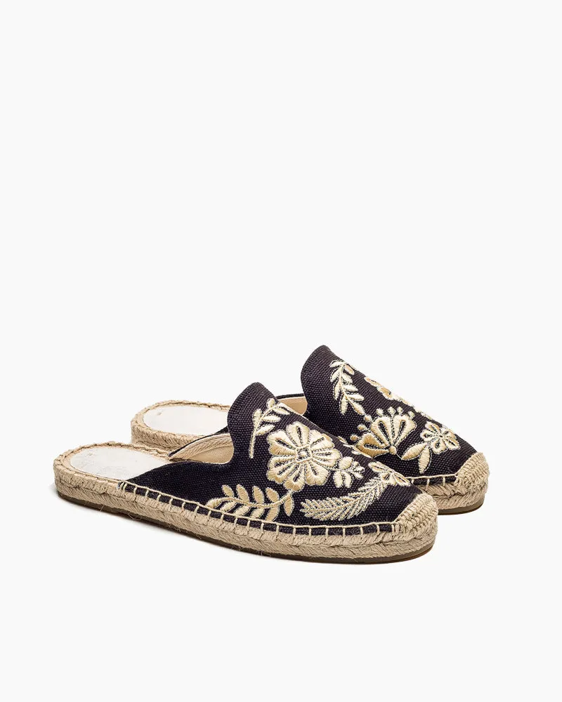 Floral Pattern Embroidered Espadrille Flat Mules sold by Larosa product image thumbnail 5