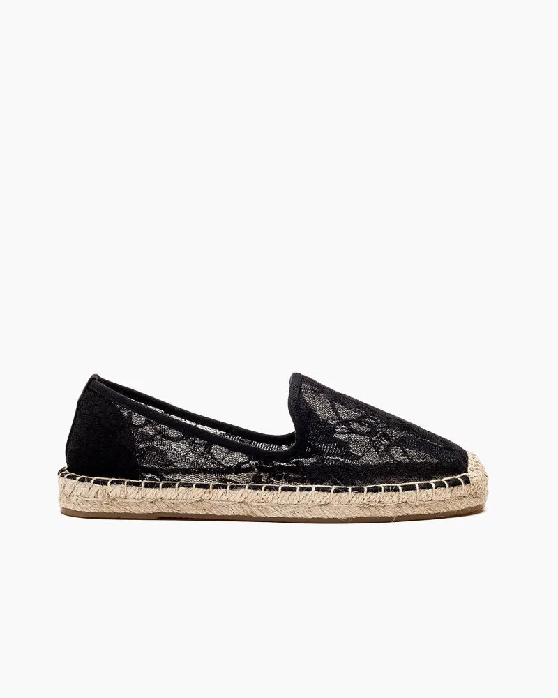 Floral Pattern Mesh Panel Espadrille Flats sold by Larosa