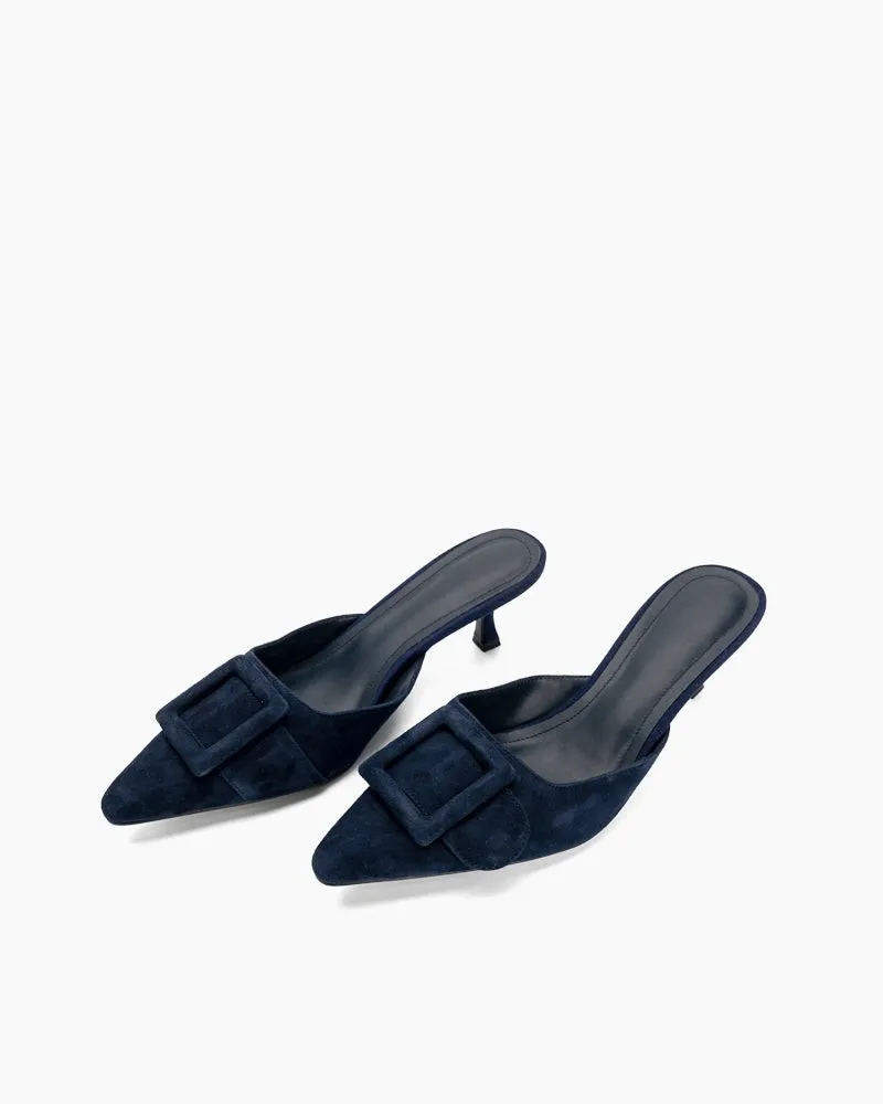 Pointed Toe Slides Low Heels Mule Kitten Heel Sandals sold by Larosa product image thumbnail 4