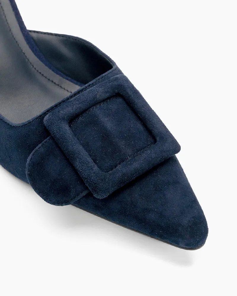 Pointed Toe Slides Low Heels Mule Kitten Heel Sandals sold by Larosa product image thumbnail 2