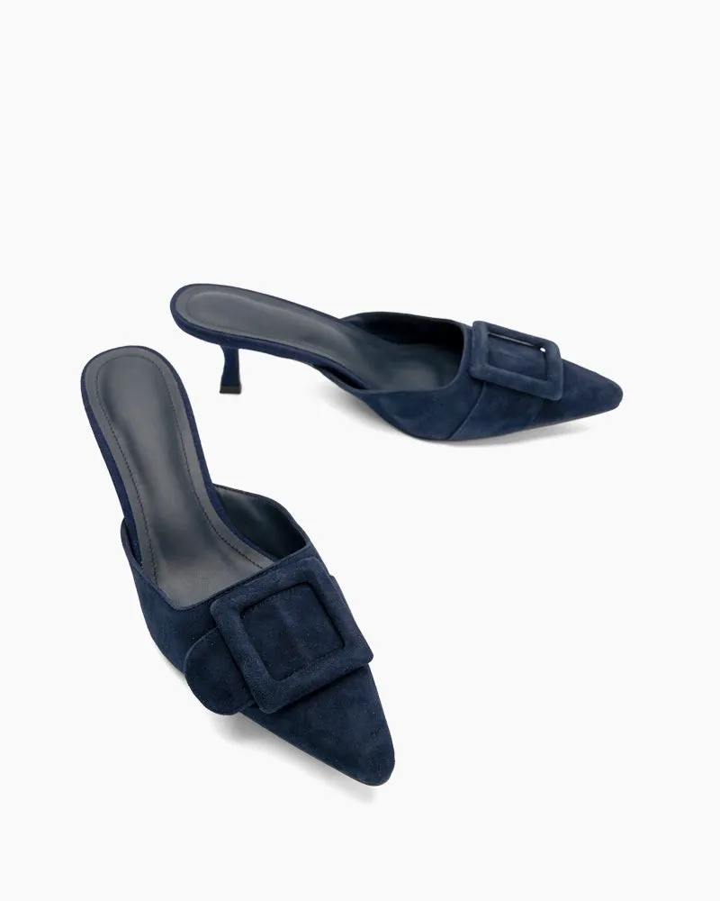 Pointed Toe Slides Low Heels Mule Kitten Heel Sandals sold by Larosa product image thumbnail 3