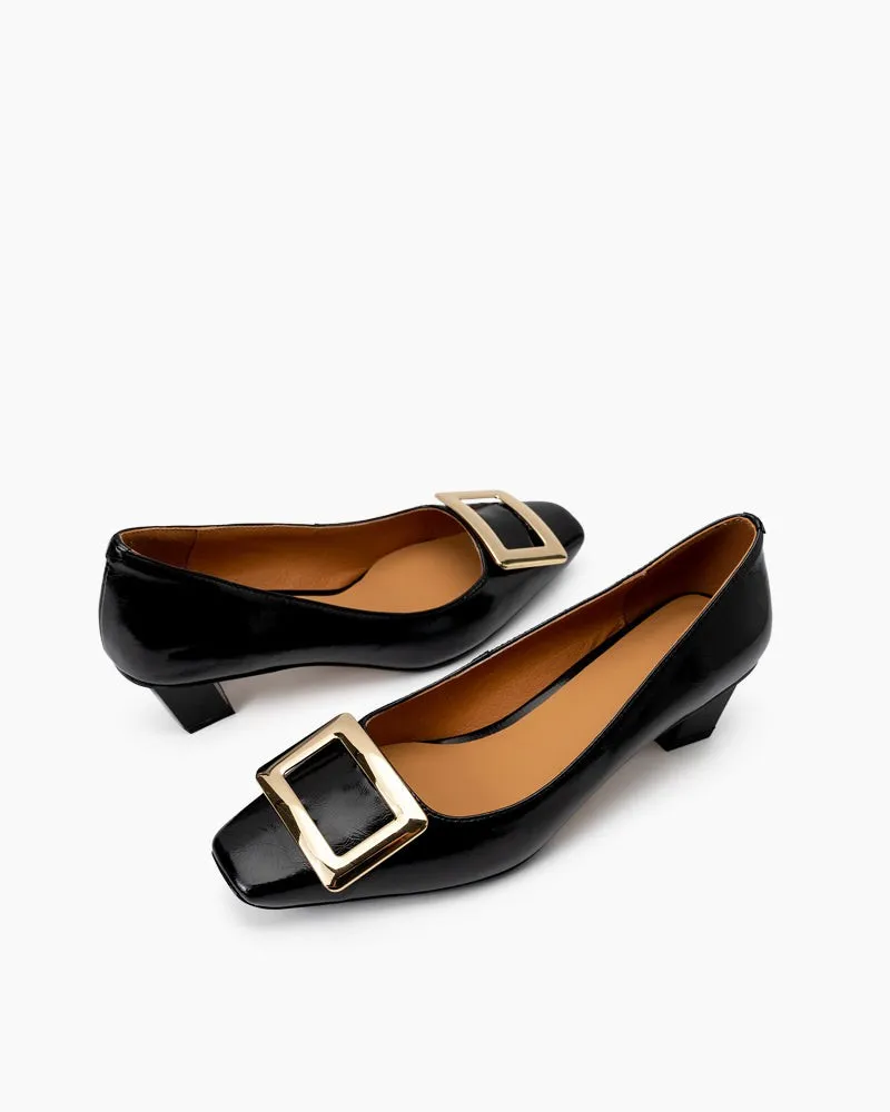 Metal Buckle Chunky Heels Comfortable Dress Pumps sold by Larosa product image thumbnail 3