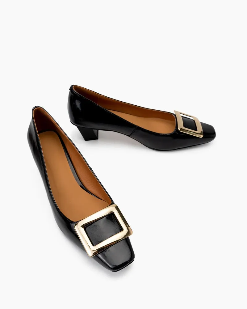 Metal Buckle Chunky Heels Comfortable Dress Pumps sold by Larosa product image thumbnail 4