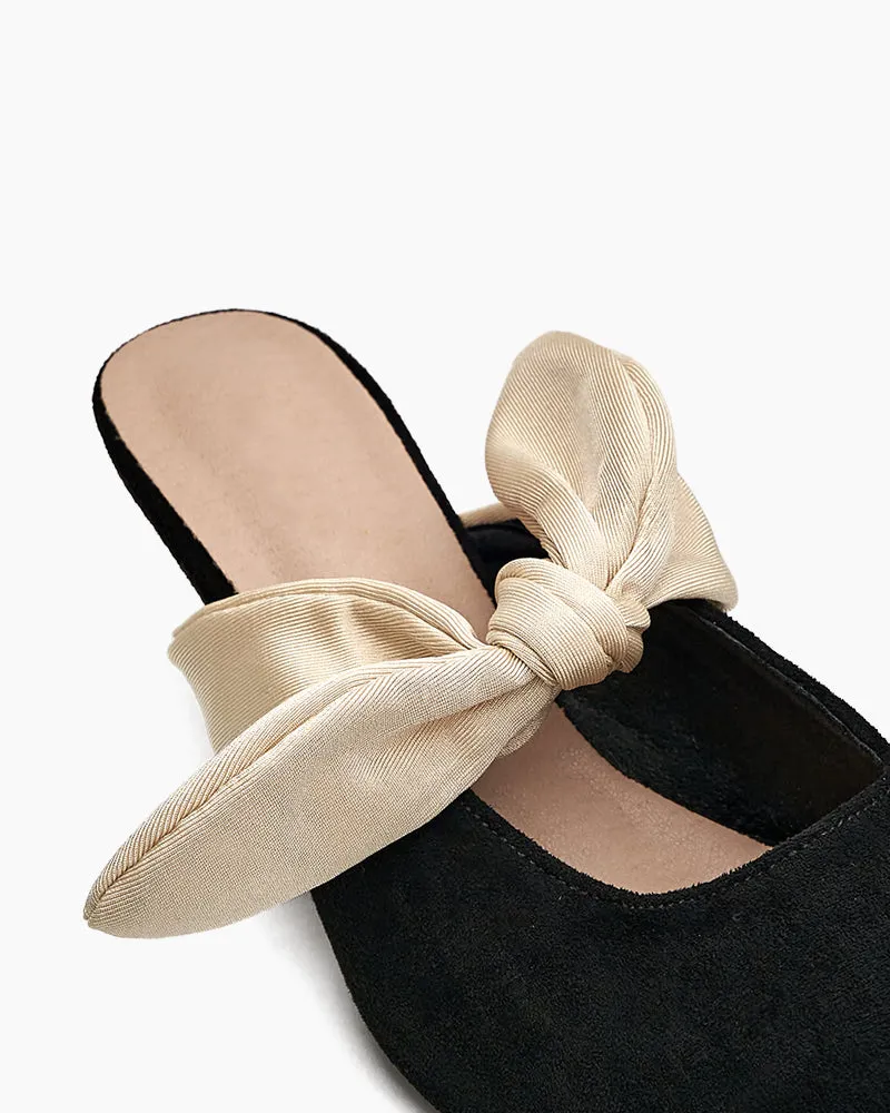 Suede Bow-knot Kitten Heel Mule sold by Larosa product image thumbnail 2