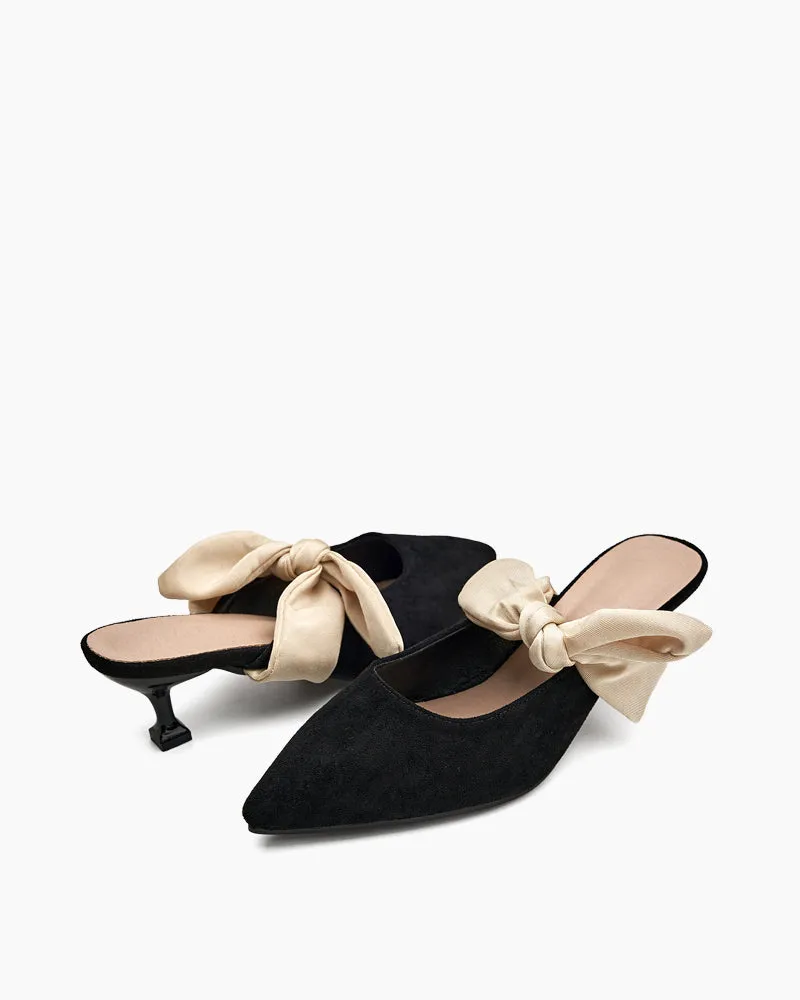 Suede Bow-knot Kitten Heel Mule sold by Larosa product image thumbnail 3