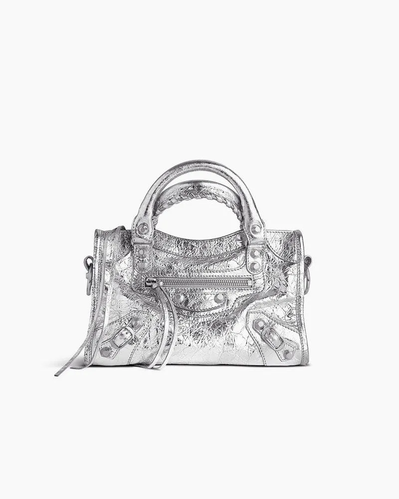 Vespera Metallized Lambskin Silver Tote Bag sold by Larosa