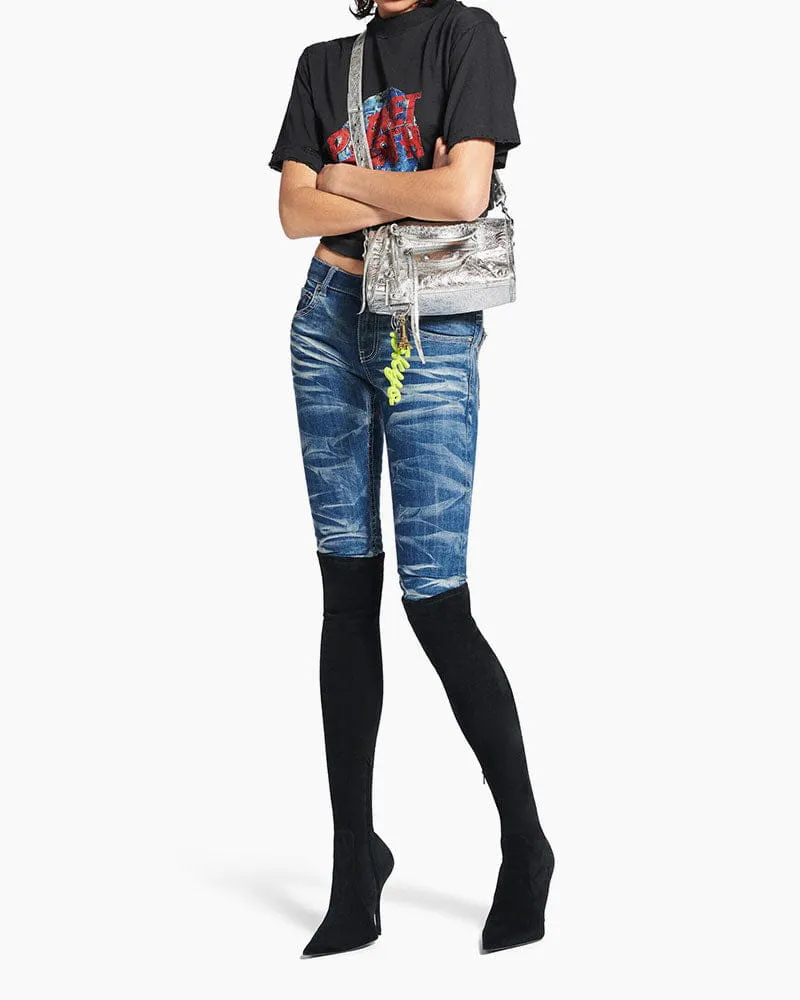 Vespera Metallized Lambskin Silver Tote Bag sold by Larosa product image thumbnail 5