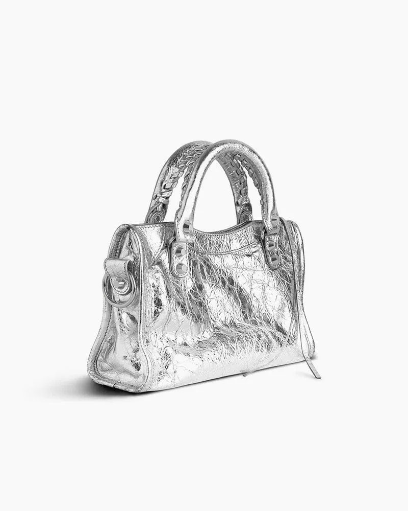 Vespera Metallized Lambskin Silver Tote Bag sold by Larosa product image thumbnail 3