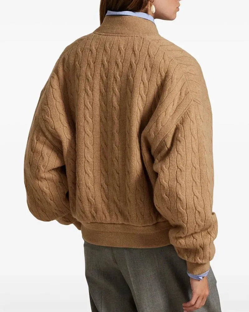 Wool Cashmere Cable Knit Bomber Jacket sold by Larosa product image thumbnail 4