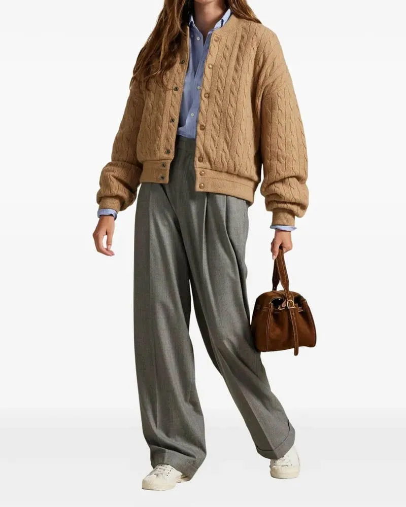 Wool Cashmere Cable Knit Bomber Jacket sold by Larosa product image thumbnail 2