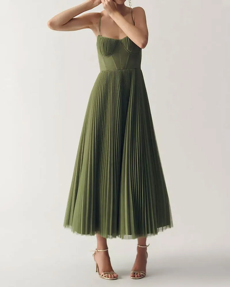 Corset Pleated Tulle Fit & Flare Midi Dress sold by Larosa product image thumbnail 3