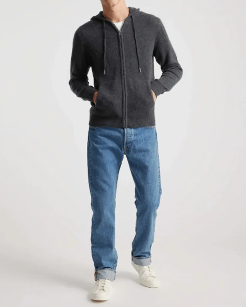 Men's 100% Cashmere Full-Zip Hooded Cardigan sold by Larosa product image thumbnail 2