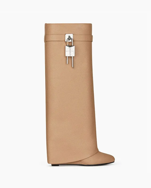 Women’s Midnight Padlock Wedge Boots sold by Larosa