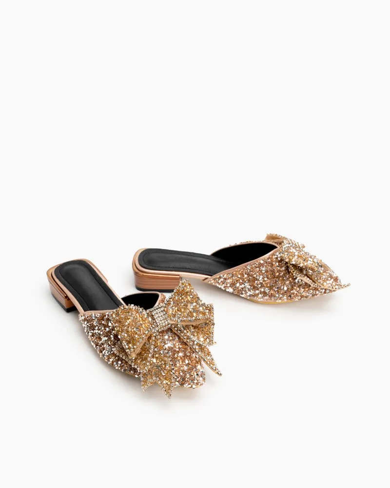 (Clean Up - US 10 ) Rhinestones Bow Tie Slip on Backless Mules sold by Larosa product image thumbnail 3