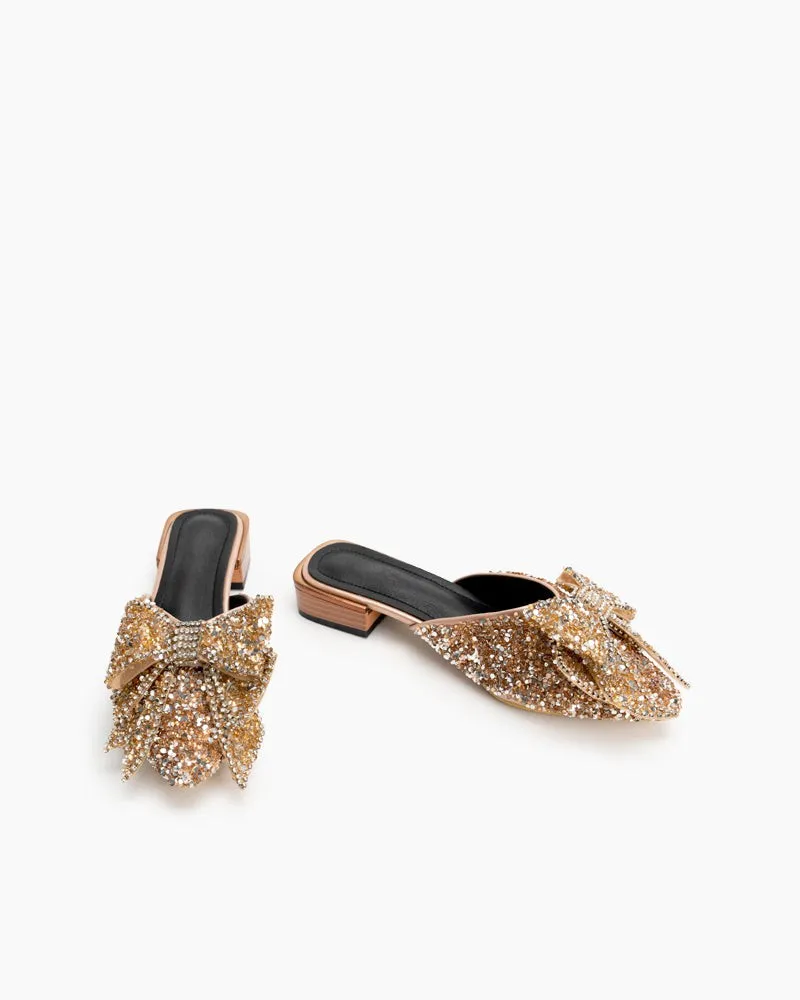 (Clean Up - US 10 ) Rhinestones Bow Tie Slip on Backless Mules sold by Larosa product image thumbnail 4