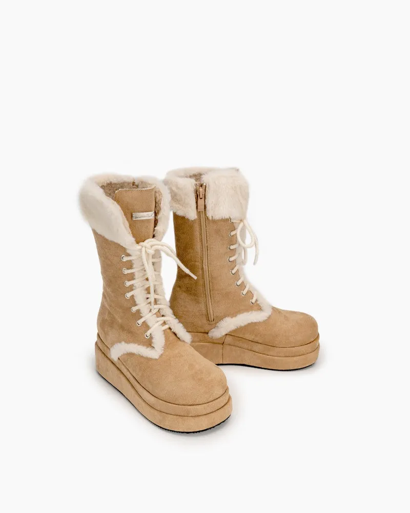 (Clean Up - US 5 ) Fur Lined Mid Calf Platform Chunky Snow Boots sold by Larosa product image thumbnail 2
